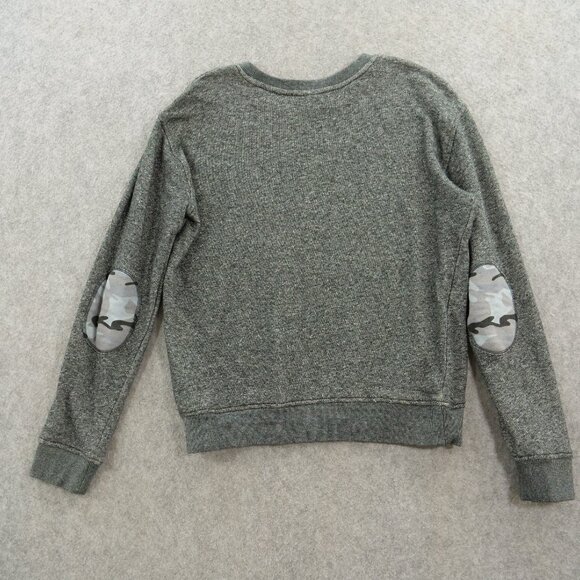 Jared Lang Sweater Mens Large Gray Pullover Knit Crew Neck Elbow Patches - Picture 2 of 13